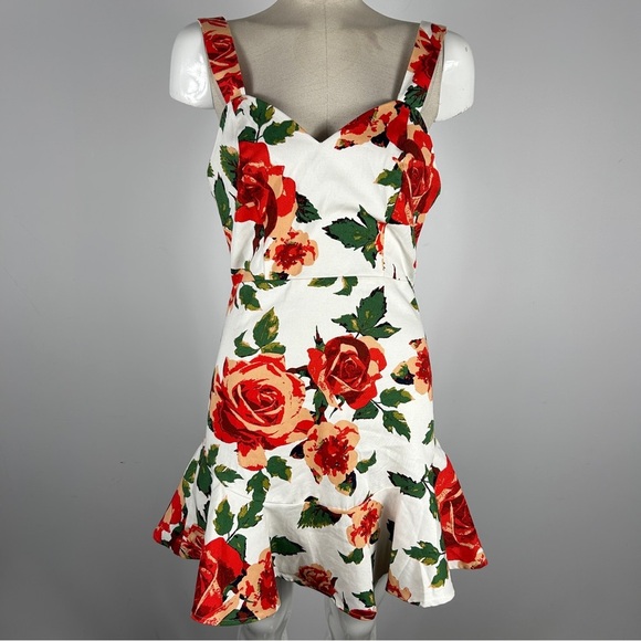 Flying Tomato Vibrant Red Floral Mini Dress - Picture 1 of 9